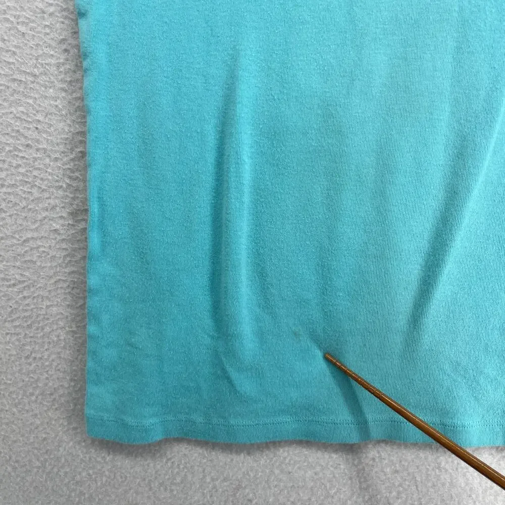 EILEEN FISHER Tank Top M Organic Cotton Ribbed Jersey Scoop Neck Cami Aqua Blue_7